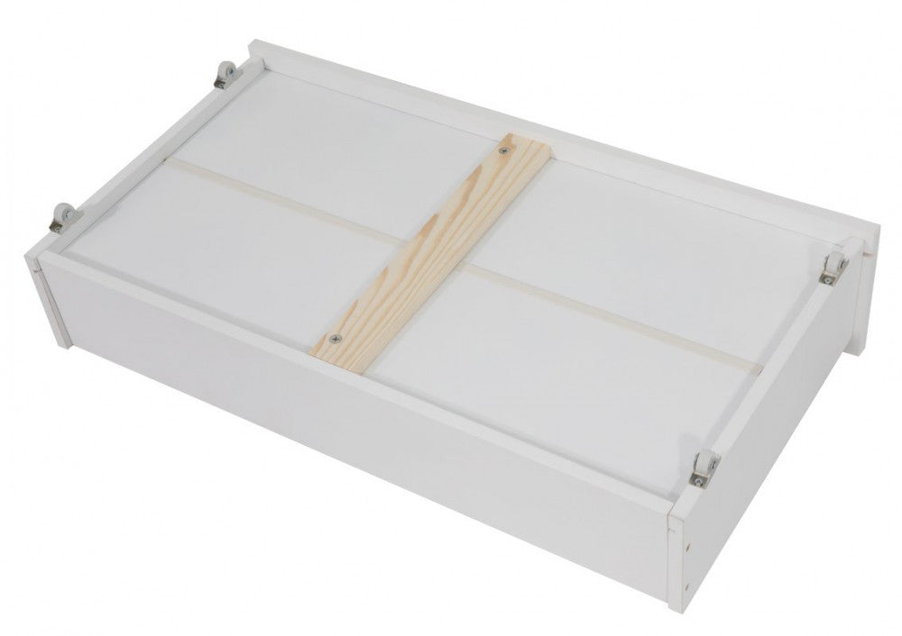 Beds & Bed Frames: 2 x Wooden Bed Frame Storage Trundle Drawers-White