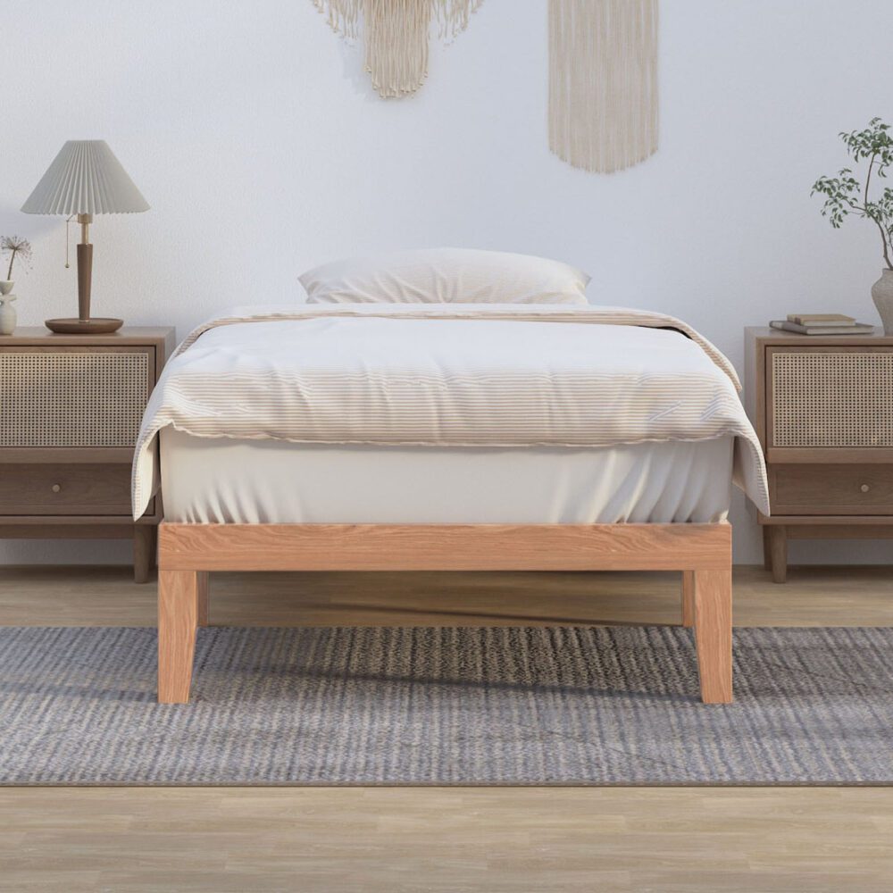 Beds & Bed Frames: Single Size Warm Wooden Natural Bed Base Frame  King Single