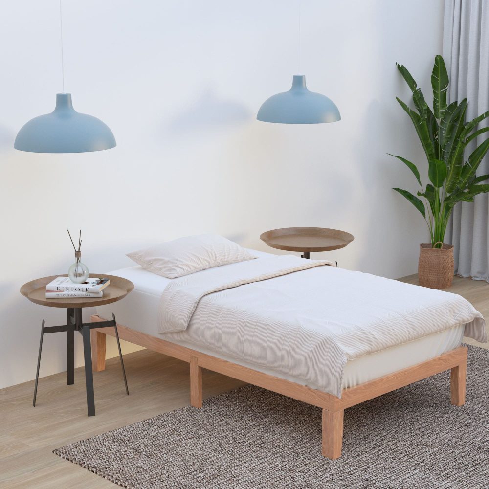 Beds & Bed Frames: Single Size Warm Wooden Natural Bed Base Frame  King Single
