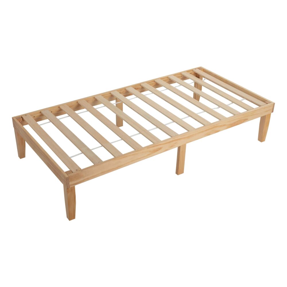 Beds & Bed Frames: Single Size Warm Wooden Natural Bed Base Frame  King Single