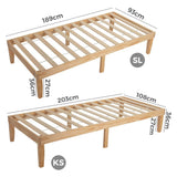 Beds & Bed Frames: Single Size Warm Wooden Natural Bed Base Frame  King Single