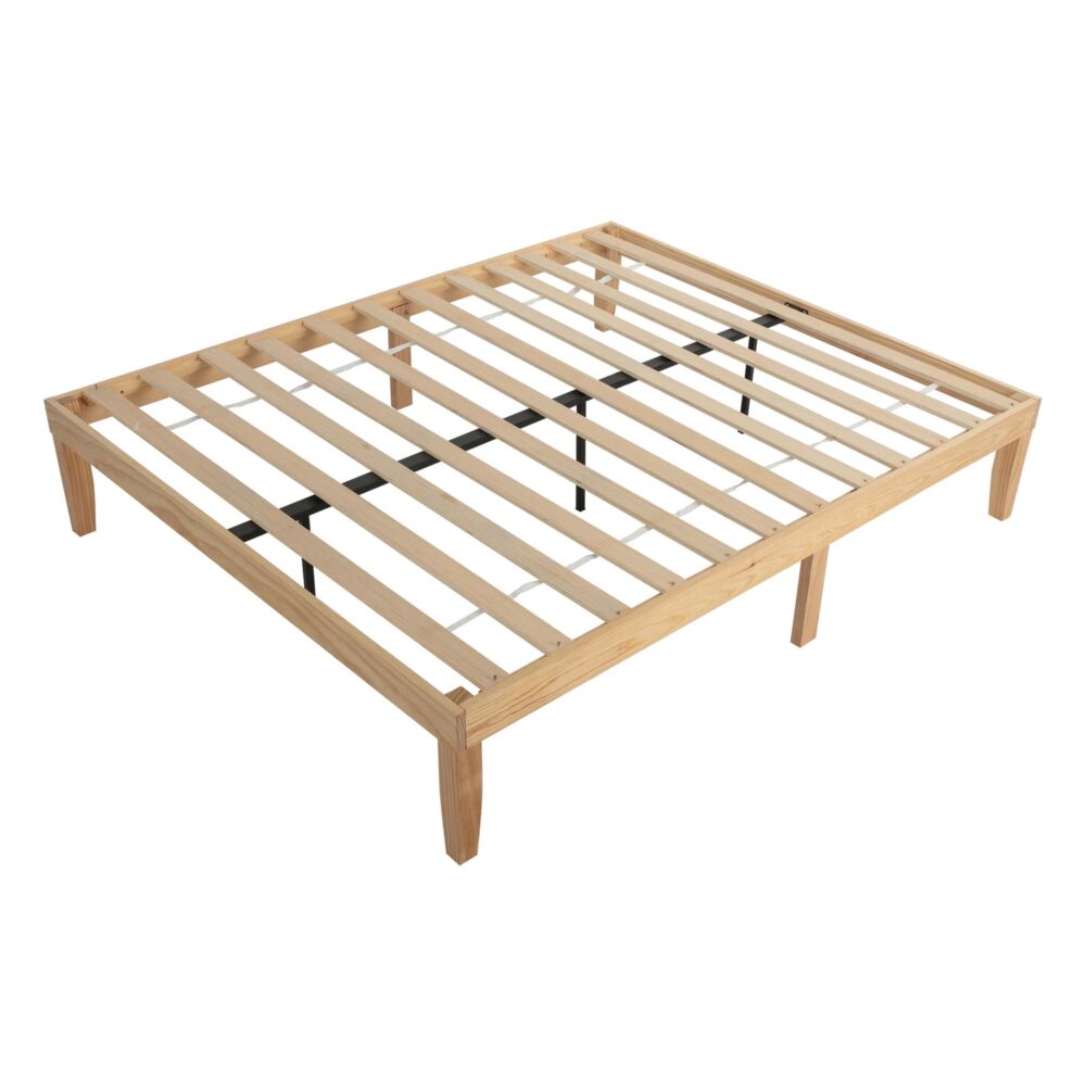 Beds & Bed Frames: Warm Wooden Natural Bed Base Frame  Queen