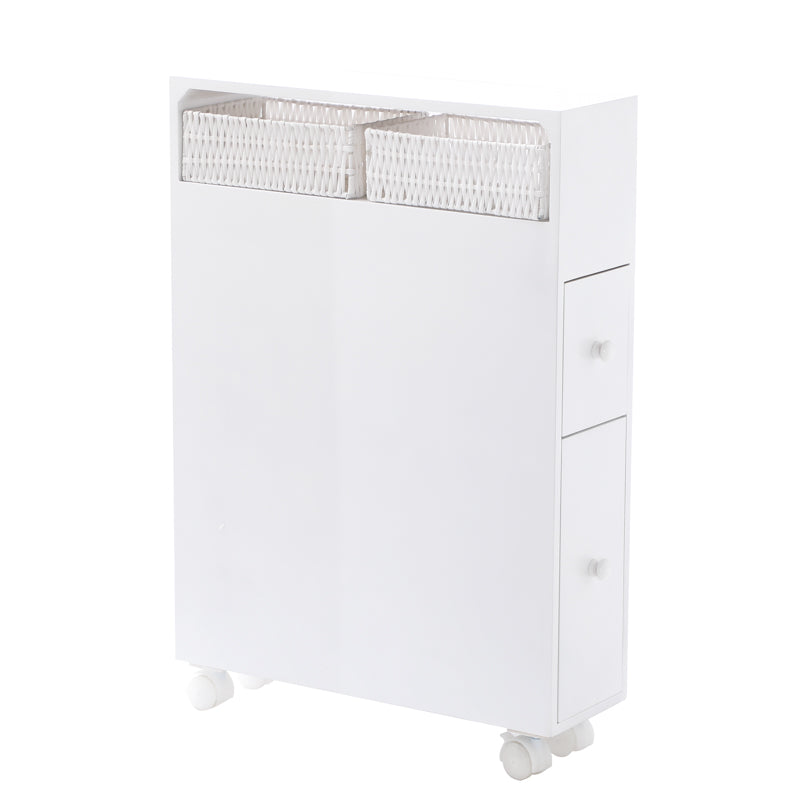 Bathroom Cabinets, Cupboards & Storage: Removable Bathroom Side Cabinet Toilet Caddy with Storage Drawers- White