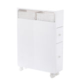 Bathroom Cabinets, Cupboards & Storage: Removable Bathroom Side Cabinet Toilet Caddy with Storage Drawers- White