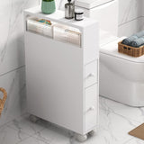 Bathroom Cabinets, Cupboards & Storage: Removable Bathroom Side Cabinet Toilet Caddy with Storage Drawers- White