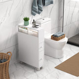 Bathroom Cabinets, Cupboards & Storage: Removable Bathroom Side Cabinet Toilet Caddy with Storage Drawers- White