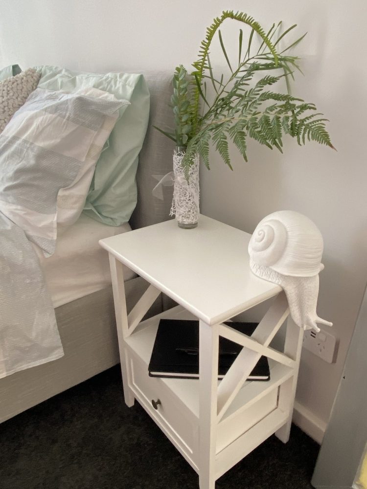 Bedside Tables: 2-tier Bedside Table with Storage Drawer 2 PC Rustic White