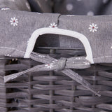 Bedside Tables: Grey Bedside Table with Wicker Basket