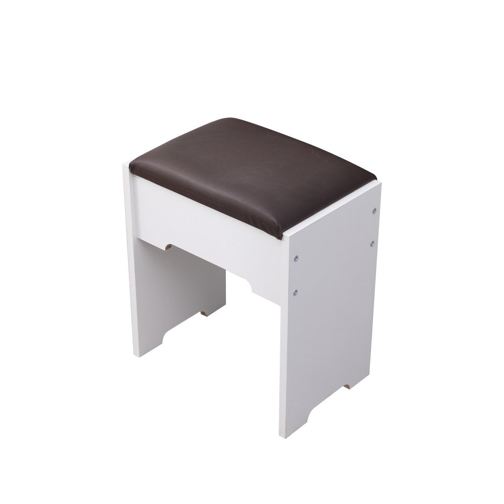 Dressing Vanity & Dressing Tables: Diana Vanity Set with Shelves Cushioned Stool and Lighted Mirror- White