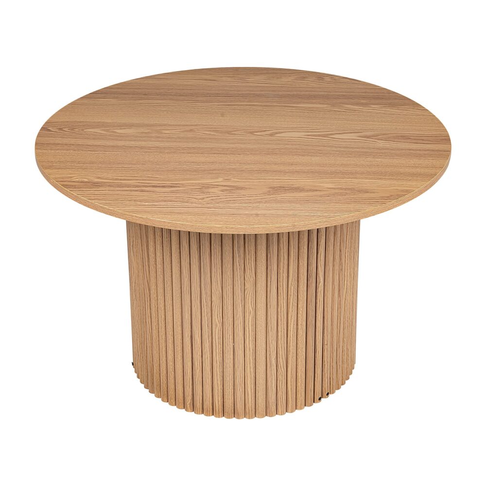 Coffee Tables: Luxe Ribbed Round Coffee Table Wooden