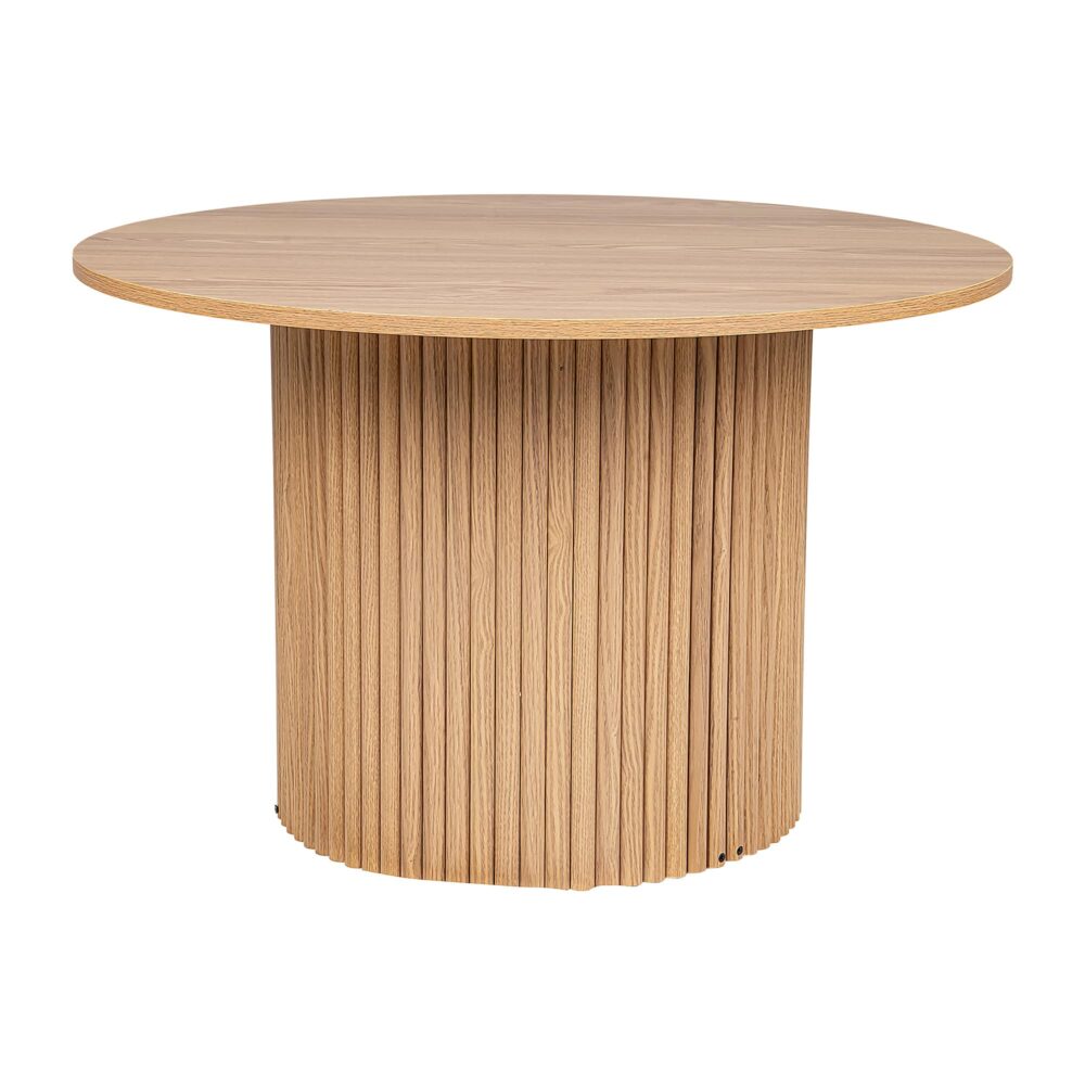 Coffee Tables: Luxe Ribbed Round Coffee Table Wooden