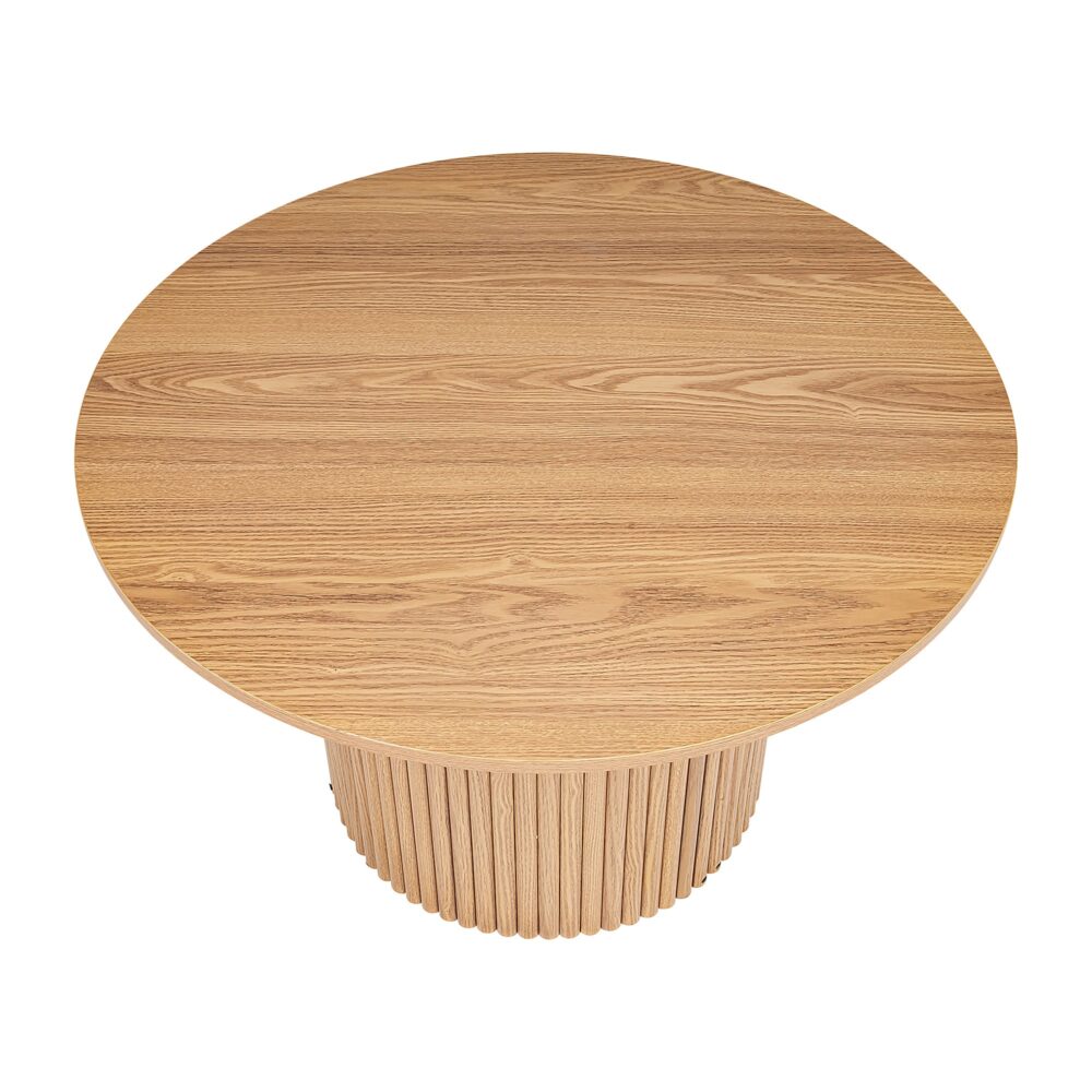 Coffee Tables: Luxe Ribbed Round Coffee Table Wooden