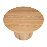 Coffee Tables: Luxe Ribbed Round Coffee Table Wooden