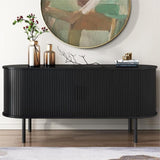 Buffets & Sideboards: Ribbed Black Sideboard with Sliding Doors