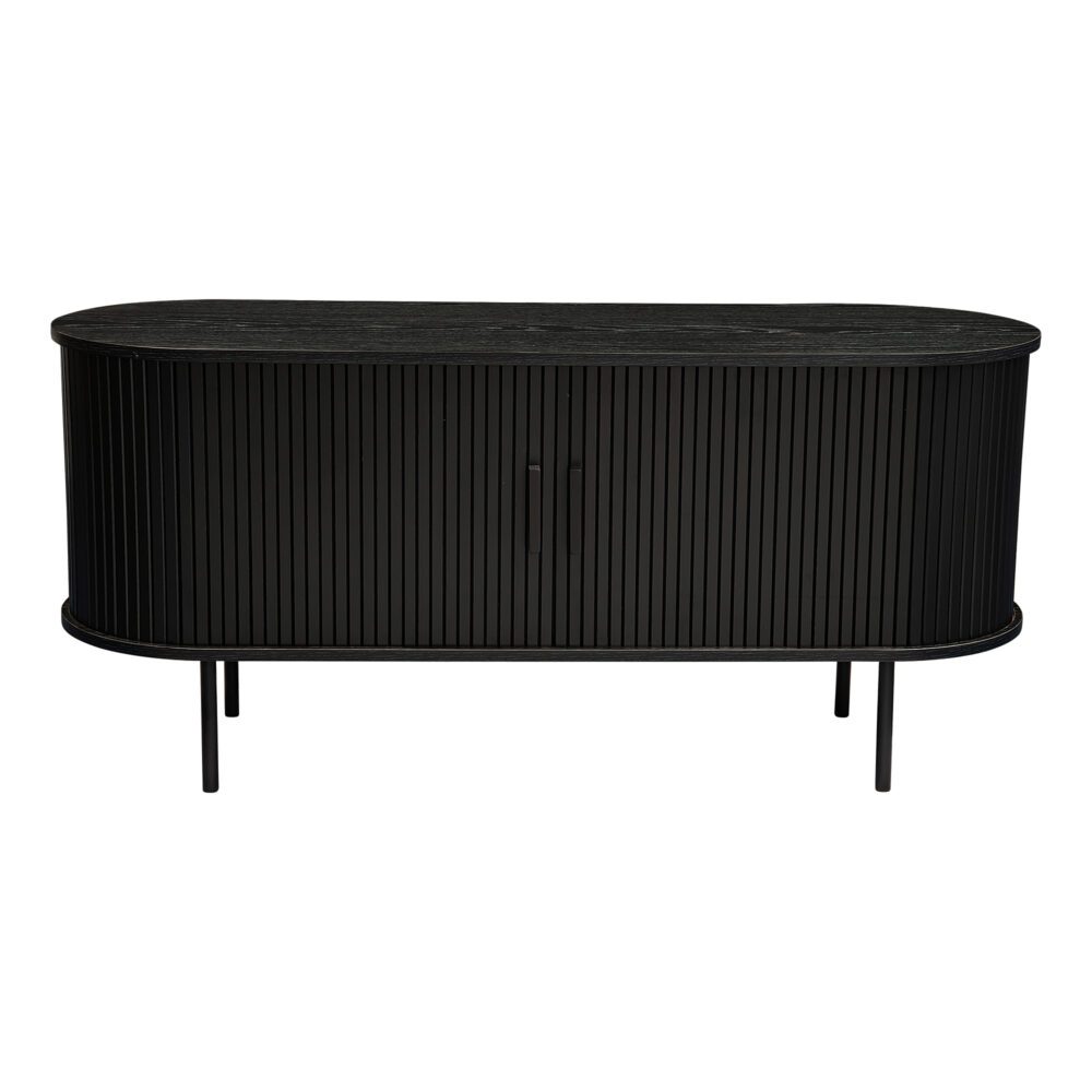 Buffets & Sideboards: Ribbed Black Sideboard with Sliding Doors