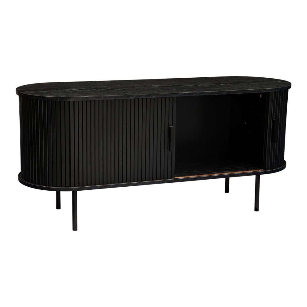 Buffets & Sideboards: Ribbed Black Sideboard with Sliding Doors