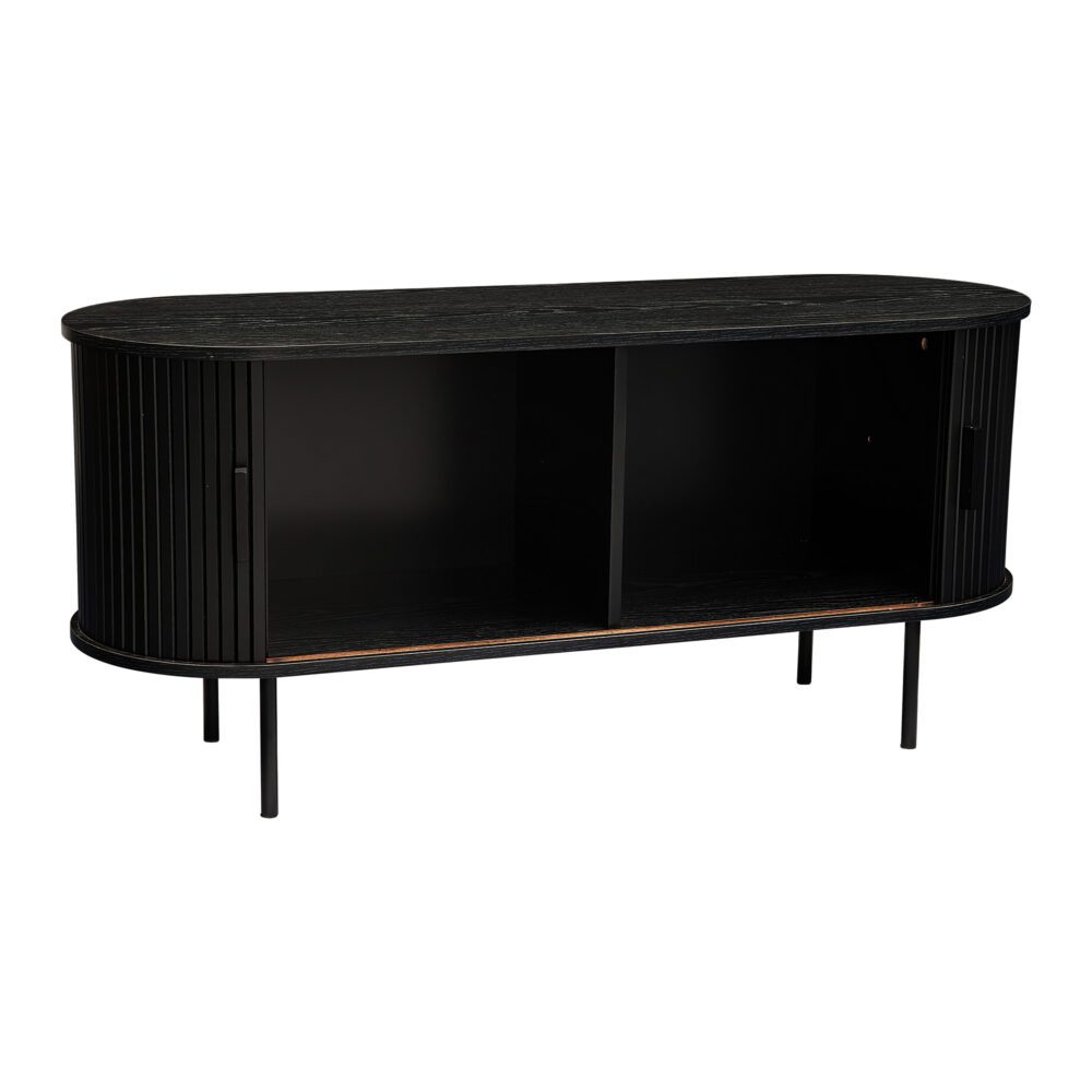 Buffets & Sideboards: Ribbed Black Sideboard with Sliding Doors