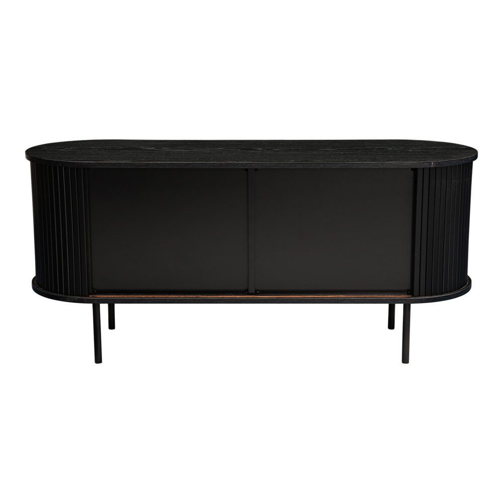 Buffets & Sideboards: Ribbed Black Sideboard with Sliding Doors
