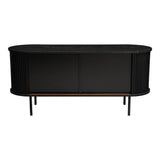 Buffets & Sideboards: Ribbed Black Sideboard with Sliding Doors