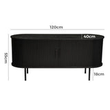 Buffets & Sideboards: Ribbed Black Sideboard with Sliding Doors