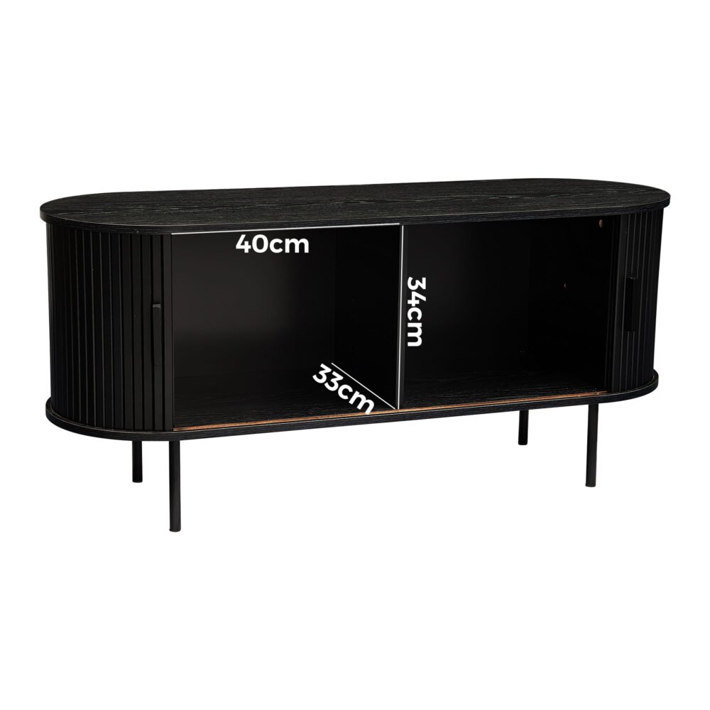Buffets & Sideboards: Ribbed Black Sideboard with Sliding Doors