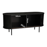 Buffets & Sideboards: Ribbed Black Sideboard with Sliding Doors