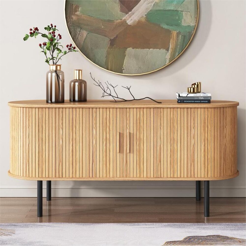 Buffets & Sideboards: Ripple Sideboard with Sliding Doors — Earthy Elegance Redefined