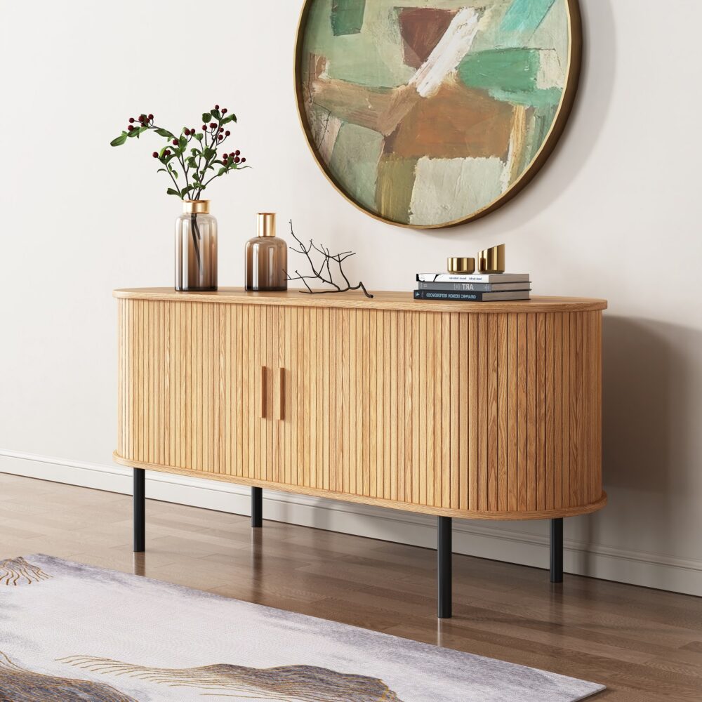 Buffets & Sideboards: Ripple Sideboard with Sliding Doors — Earthy Elegance Redefined