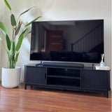 160cm Ribbed Black Entertainment Unit