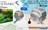 Aquarium Filters & Pumps: Aquarium Air Pump Oxygen Hydroponic 12 Outlet 4500L/H 65W