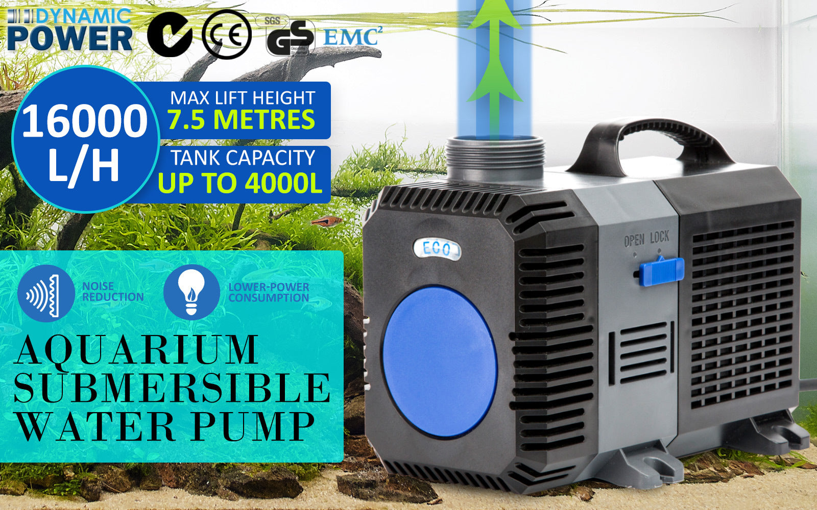Aquarium Filters & Pumps: Combo Aquarium Garden Filter 10000L/H + Submersible Water Pump 16000L/H