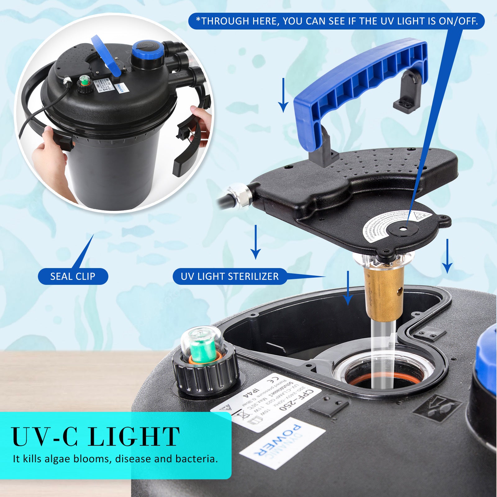 Aquarium Filters & Pumps: Combo Aquarium Garden Filter 10000L/H + Submersible Water Pump 16000L/H