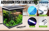 Aquariums: Aquarium Curved Glass RGB LED Fish Tank Set Filter Pump 30L