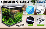 Aquariums: Aquarium Curved Glass RGB LED Fish Tank Set Filter Pump 52L