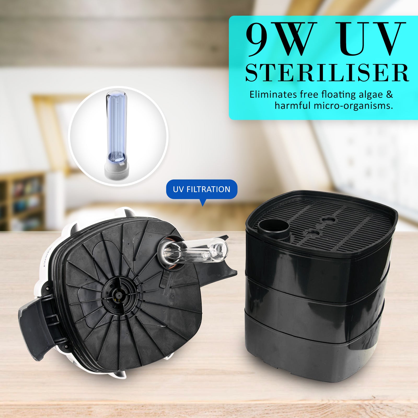 Aquarium Filters & Pumps: Aquarium UV Light External Canister Filter 1400L/H + Media Kit