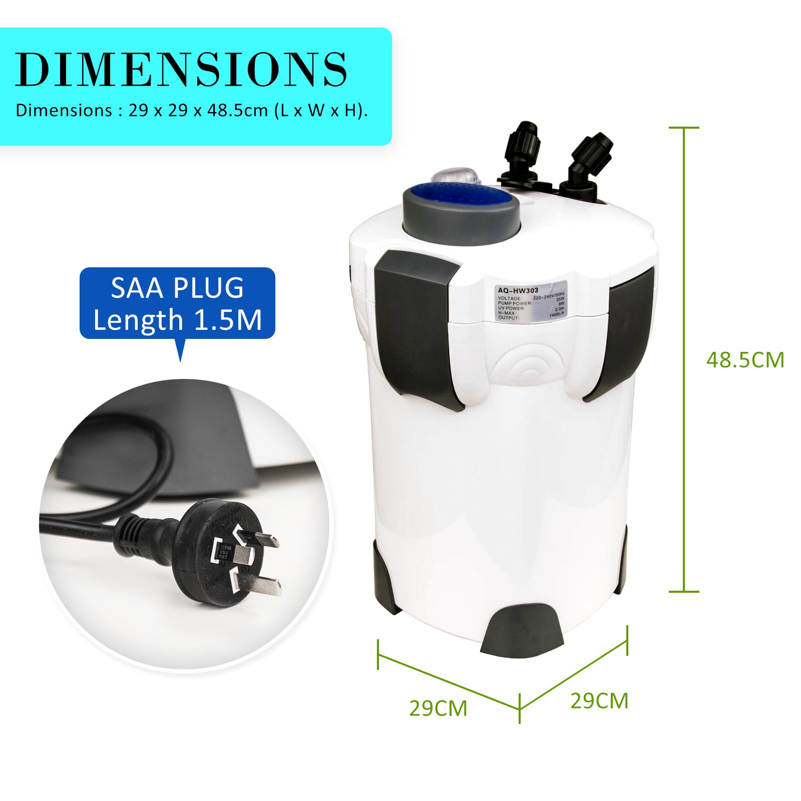 Aquarium Filters & Pumps: Aquarium UV Light External Canister Filter 2000L/H + Media Kit