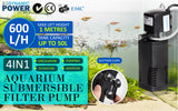 Aquarium Filters & Pumps: Aquarium Submersible Filter Pond Pump 600L/H 8W 1m