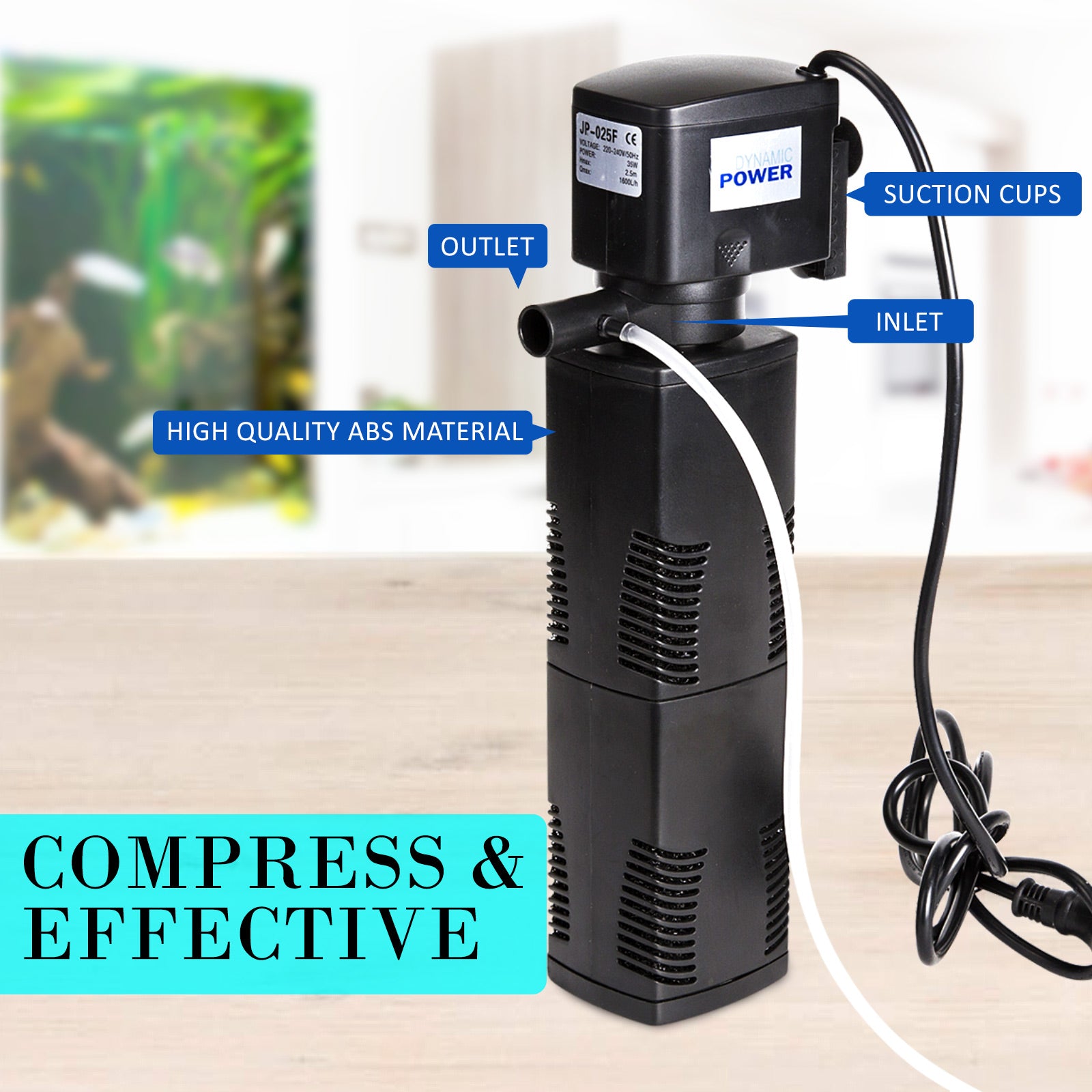 Aquarium Filters & Pumps: Aquarium Submersible Filter Pond Pump 1600L/H 35W 2.5m