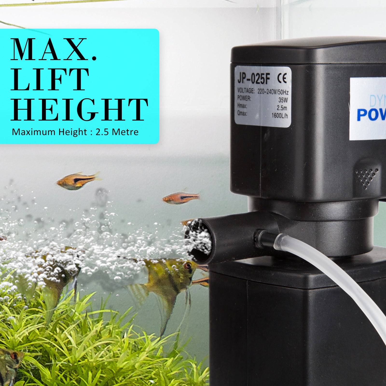 Aquarium Filters & Pumps: Aquarium Submersible Filter Pond Pump 1600L/H 35W 2.5m