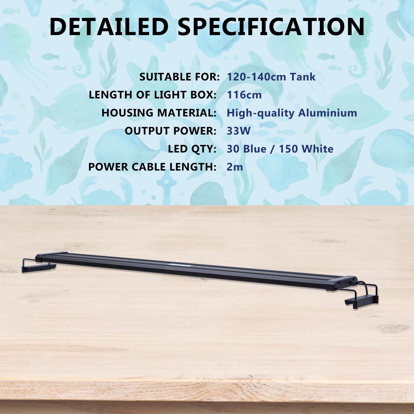 Aquarium Lighting: 27W Aquarium Blue White LED Light for Tank 95-115cm