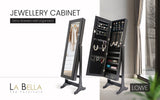 Makeup Organisation & Storage: Mirror Jewellery Cabinet Organiser 2 Drawers LOWE 146cm BLACK