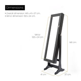 Makeup Organisation & Storage: Mirror Jewellery Cabinet Organiser 2 Drawers LOWE 146cm BLACK