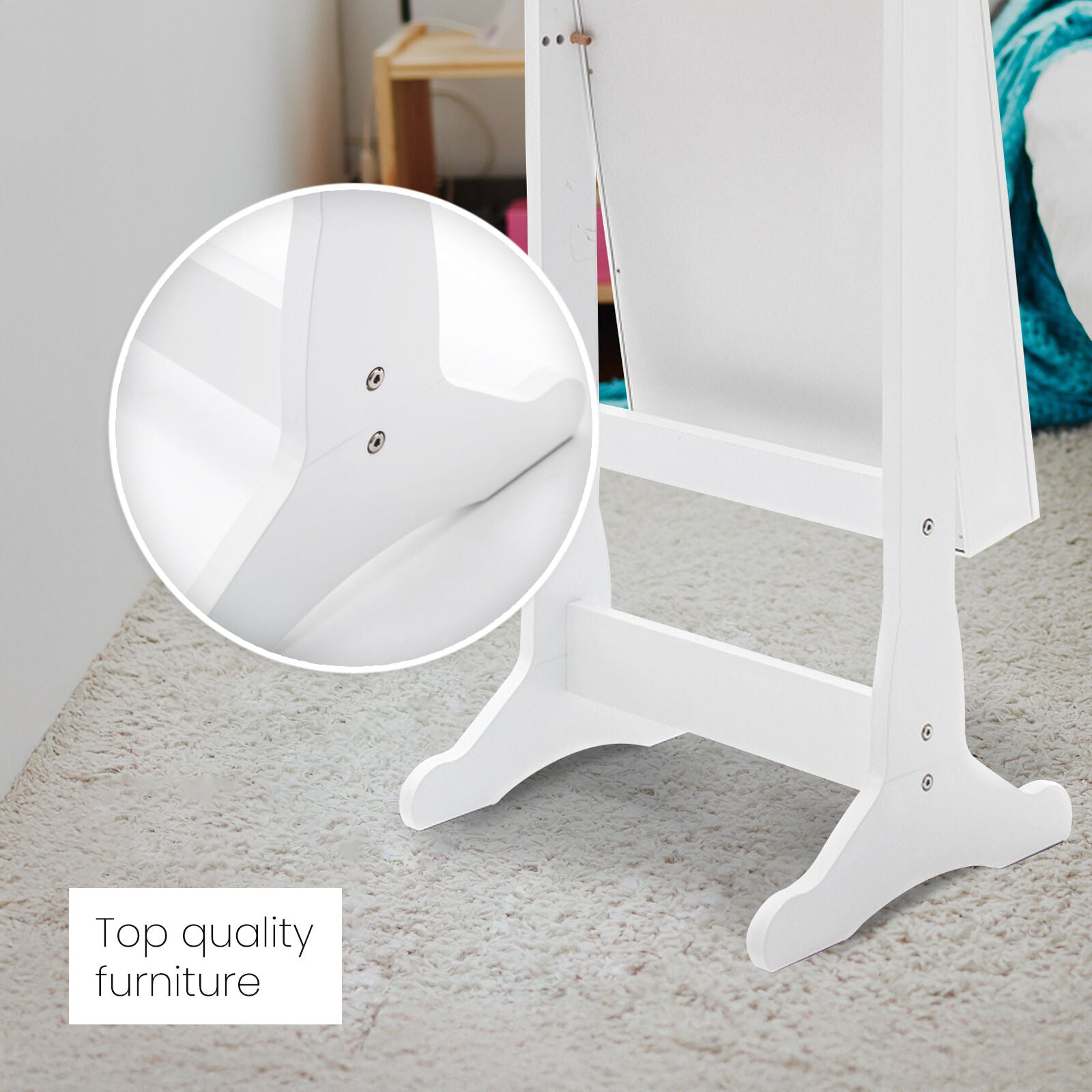 Makeup Organisation & Storage: Mirror Jewellery Cabinet Organiser 2 Drawers LOWE 146cm WHITE