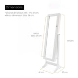 Makeup Organisation & Storage: Mirror Jewellery Cabinet Organiser 2 Drawers LOWE 146cm WHITE