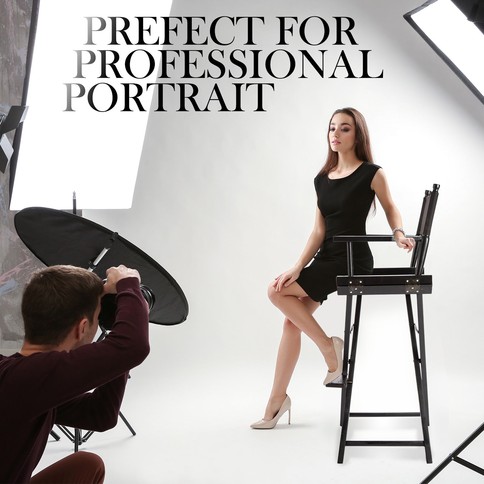 Table & Bar Stools: Director Movie Folding Tall Chair 76cm DARK HUMOR