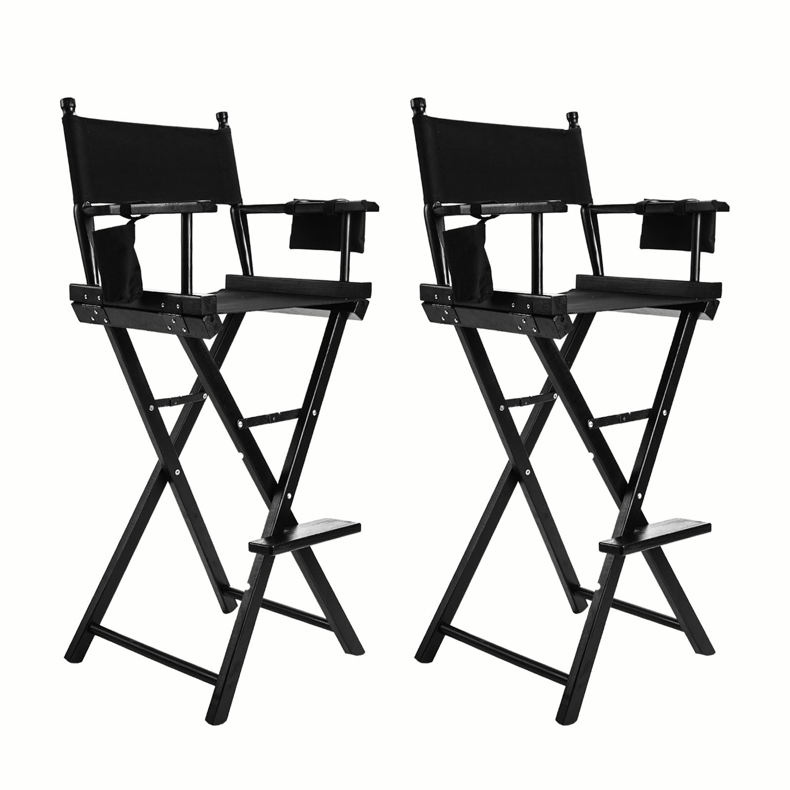 Table & Bar Stools: 2X Director Movie Folding Tall Chair 76cm DARK HUMOR