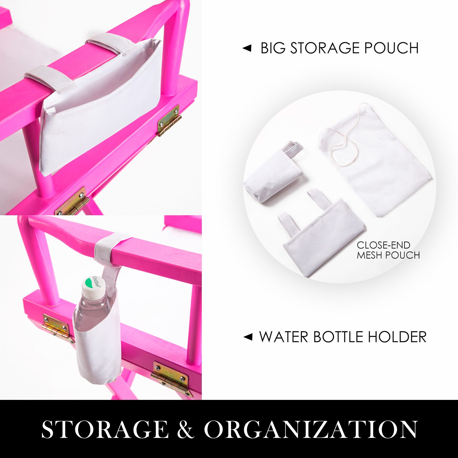 Table & Bar Stools: Director Movie Folding Tall Chair 76cm PINK HUMOR