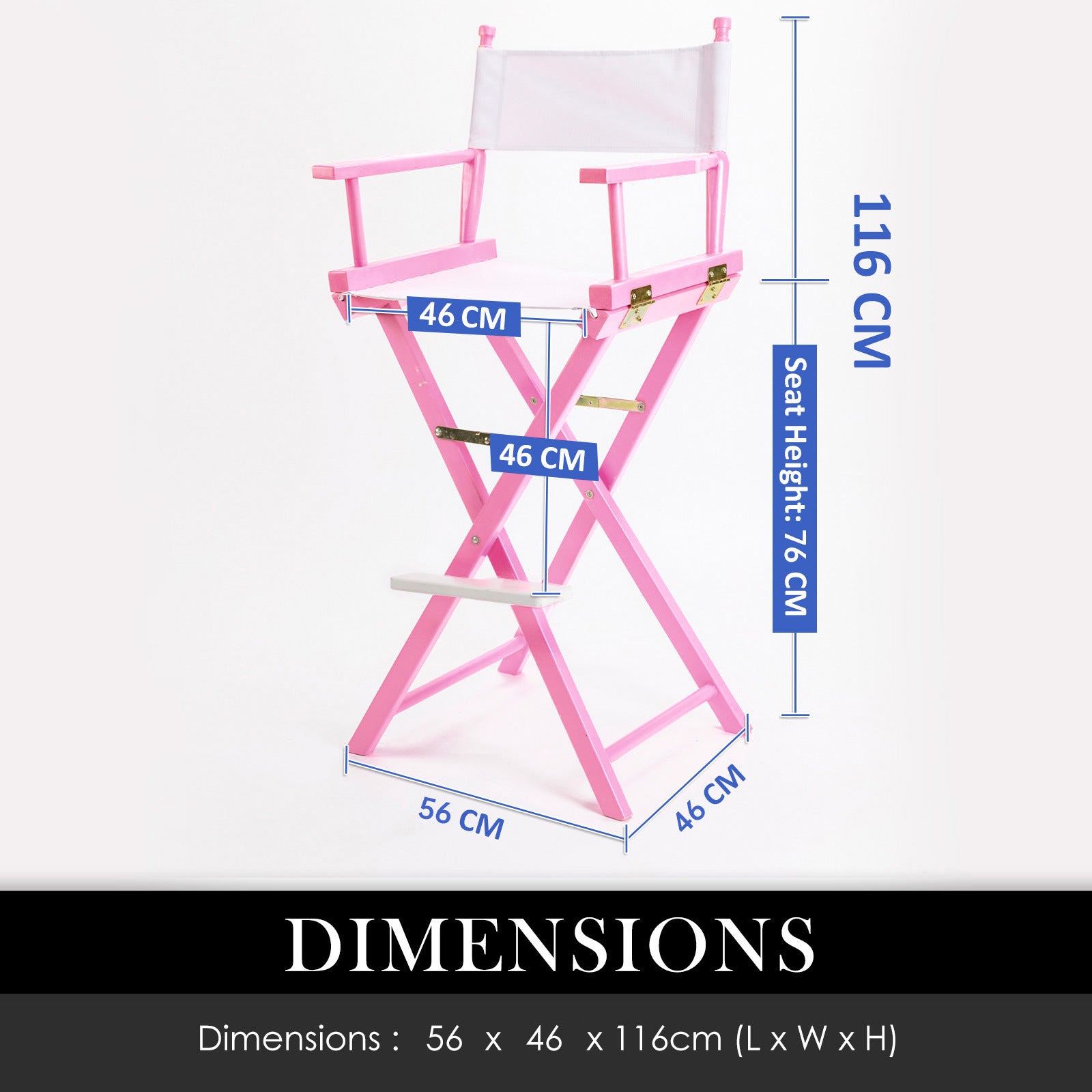 Table & Bar Stools: Director Movie Folding Tall Chair 76cm PINK HUMOR
