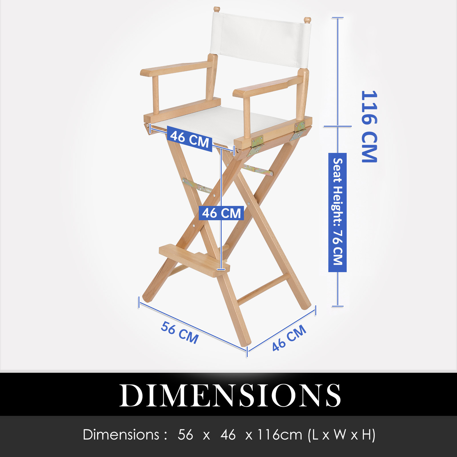 Table & Bar Stools: Director Movie Folding Tall Chair 76cm Beech WOOD HUMOR