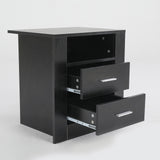 2X Bedside Table Side Storage Cabinet Nightstand Bedroom 2 Drawer 1 Shelf ZURI BLACK